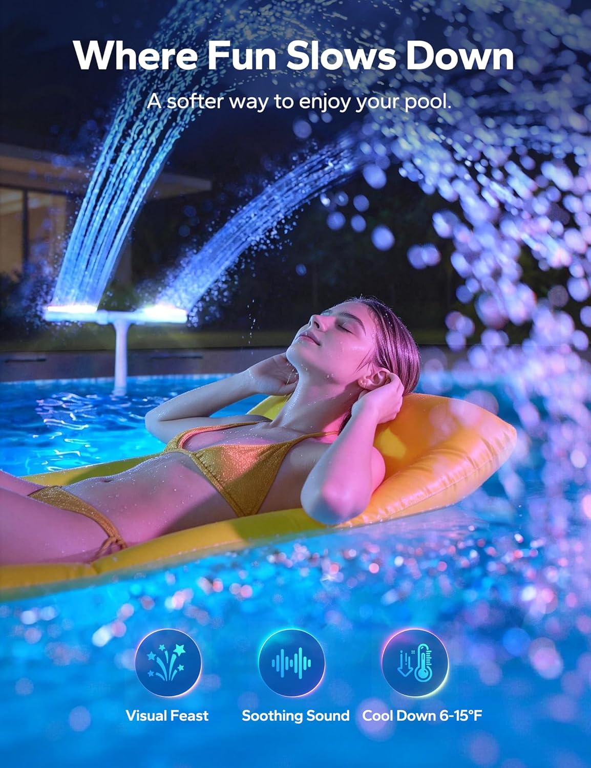 Solar Pool Fountain with LED Lights – Automatic Floating Waterfall Aerator