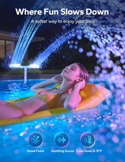 Solar Pool Fountain with LED Lights – Automatic Floating Waterfall Aerator