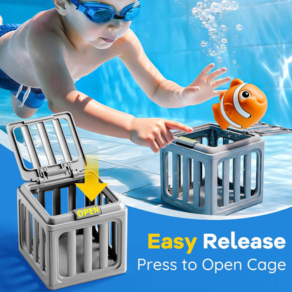 Kids Pool Diving Toy Set – Water Swim Dive Game with Fish Cages & Animals