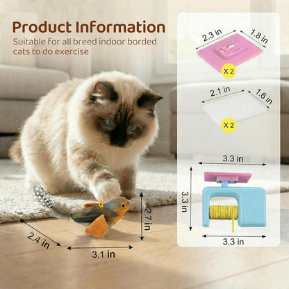 Automatic Hanging Cat Toy - Realistic Bird with Catnip, Blue