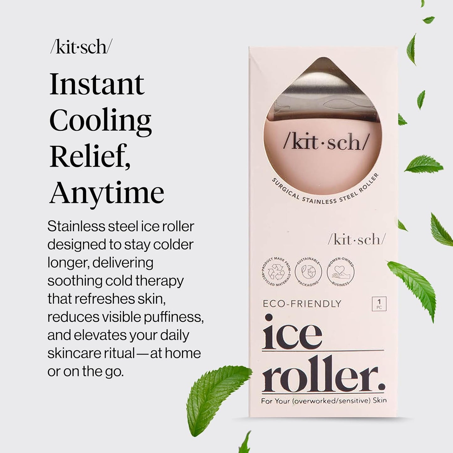 Kitsch Stainless Steel Ice Roller for Face – Cooling Facial & Eye Massager