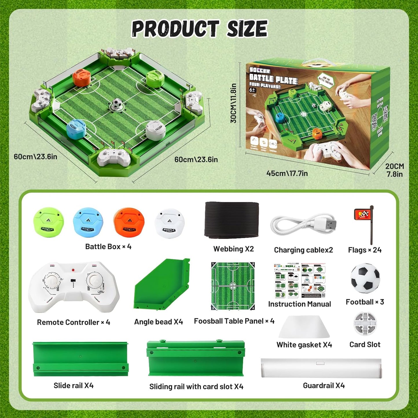 Remote Control Foosball Game – Large 2-4 Player Tabletop Soccer Set for Kids
