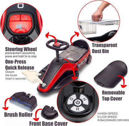 12V Kids Vacuum Go Kart – 2-Speed Electric Ride On Car for Ages 3+