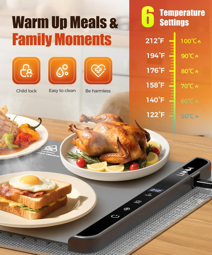 Electric Food Warming Mat – Warming Tray with Temperature Control & Timer