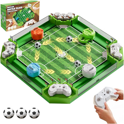 Large remote control foosball tabletop soccer game with 4 controllers and flag scoring for kids