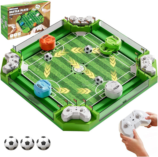 Large remote control foosball tabletop soccer game with 4 controllers and flag scoring for kids