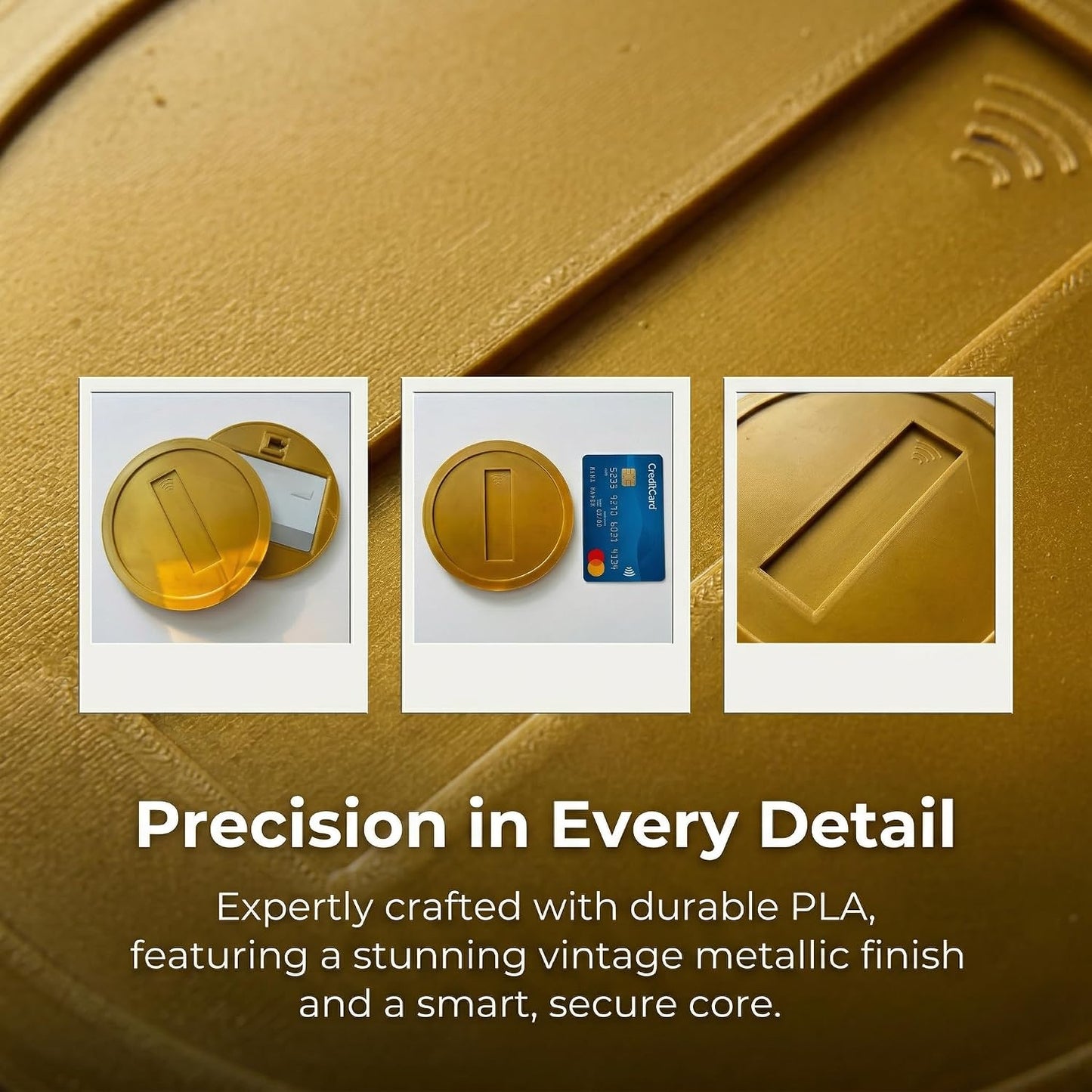 Retro Gold Coin NFC Card Holder - Tap to Pay Coin, 3D Printed