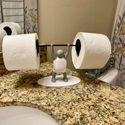 Funny Weightlifter Toilet Paper Holder – Novelty Bathroom Roll Stand