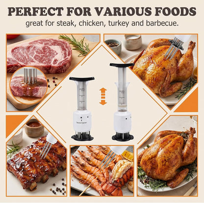 Meat Injector & Tenderizer – Stainless Steel Marinade Sauce Injector Kit