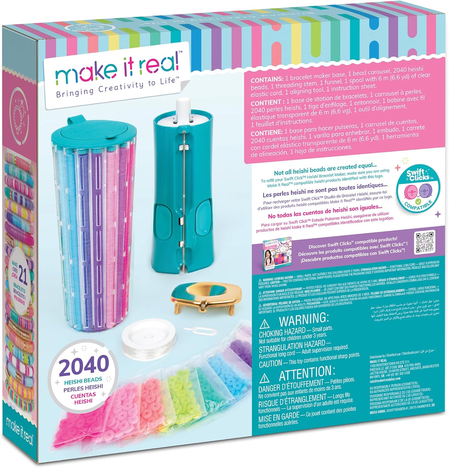 Make It Real Swift Clicks Heishi Bracelet Maker – 2047 Pcs, Ages 8+
