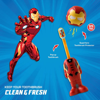 Marvel Kids Toothbrush with Pop Cover – Brush Buddies Soft Bristle Toothbrush