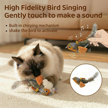 Automatic Hanging Cat Toy - Realistic Bird with Catnip, Blue