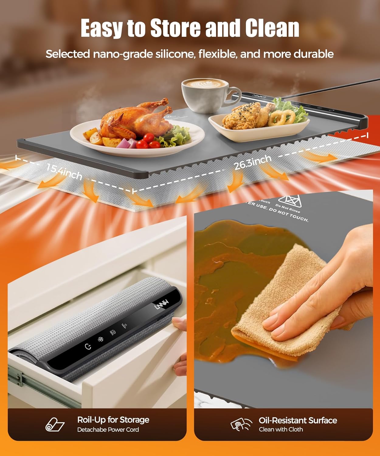 Electric Food Warming Mat – Warming Tray with Temperature Control & Timer