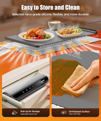 Electric Food Warming Mat – Warming Tray with Temperature Control & Timer