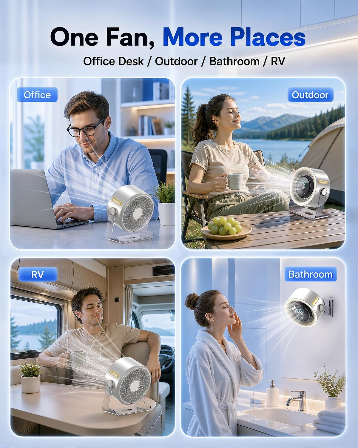 Wall Mounted Fan Rechargeable – Cordless Small Desk Fan with 100 Speeds