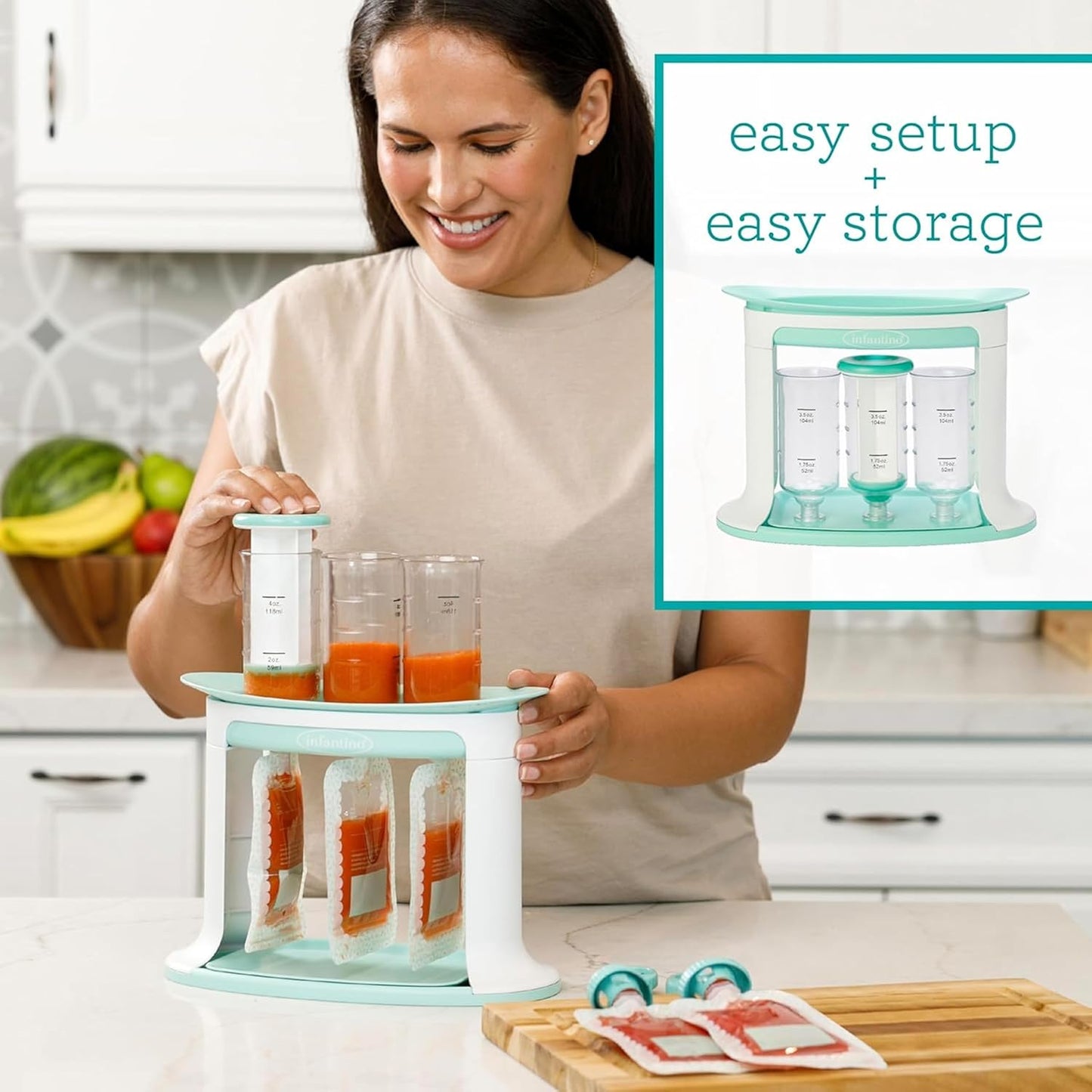 Baby Food Pouch Filling Station – Press & Store Set with 5 Reusable Pouches