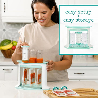Baby Food Pouch Filling Station – Press & Store Set with 5 Reusable Pouches