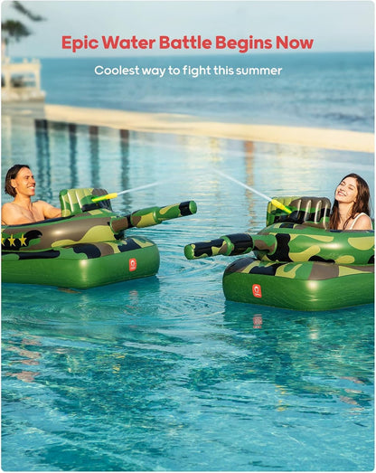 Inflatable Tank Pool Float with Water Cannon – Ride-On Squirt Toy for Kids & Adults