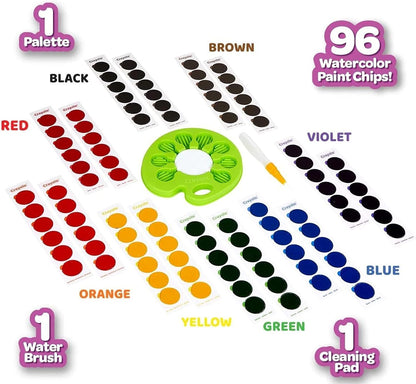 Crayola Watercolor Paint Set – 96 Paint Chips with Refillable Water Brush