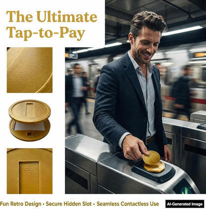 Retro Gold Coin NFC Card Holder - Tap to Pay Coin, 3D Printed