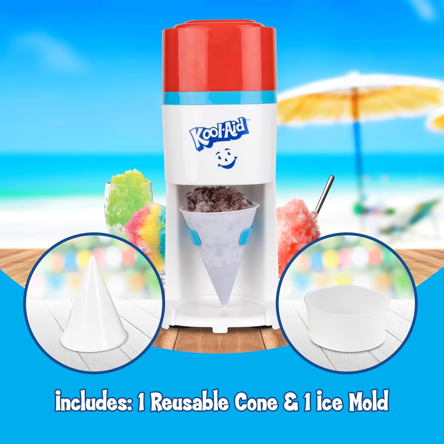 Kool-Aid Shave Ice & Snow Cone Machine – Ice Shaver for Slushies & Frozen Treats