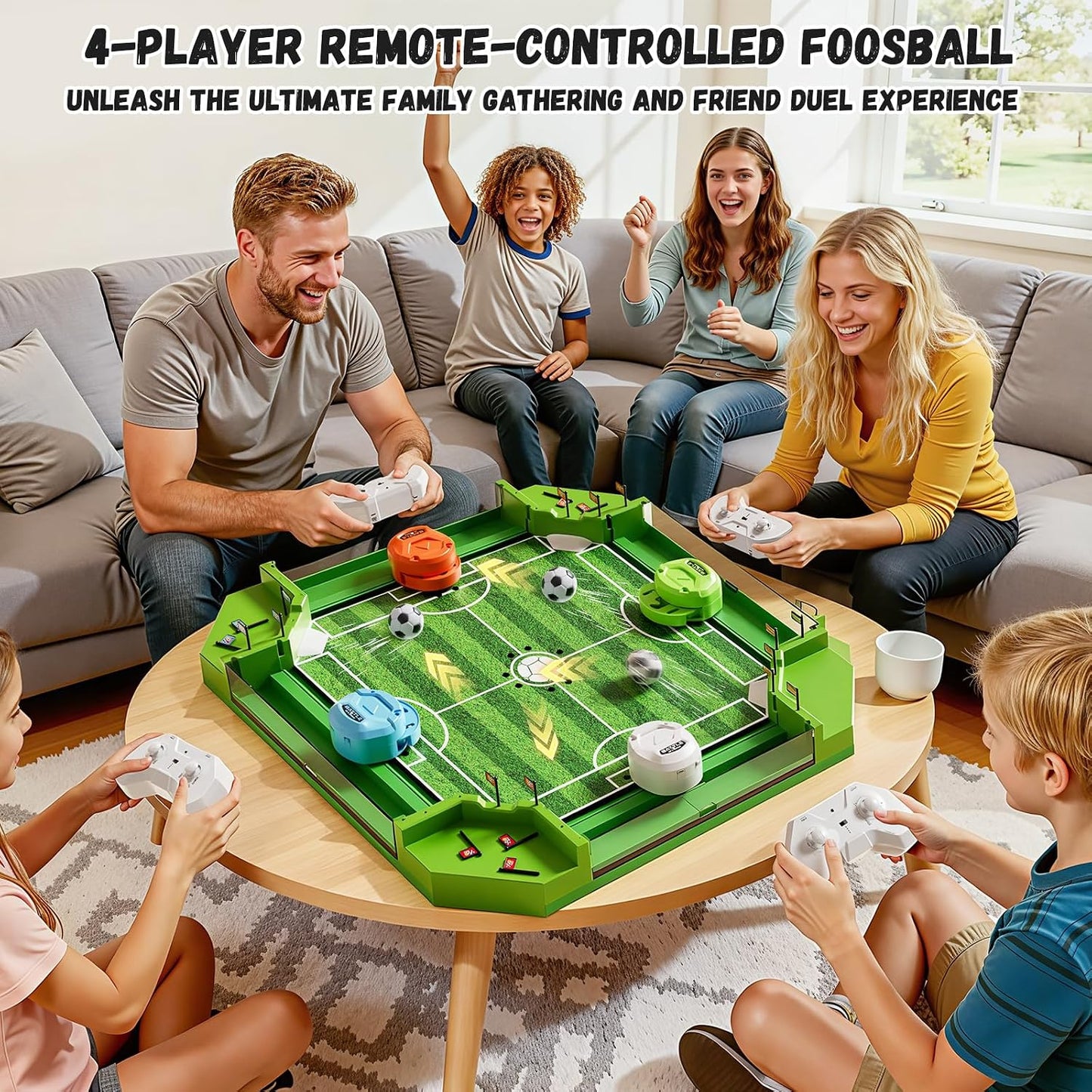 Remote Control Foosball Game – Large 2-4 Player Tabletop Soccer Set for Kids