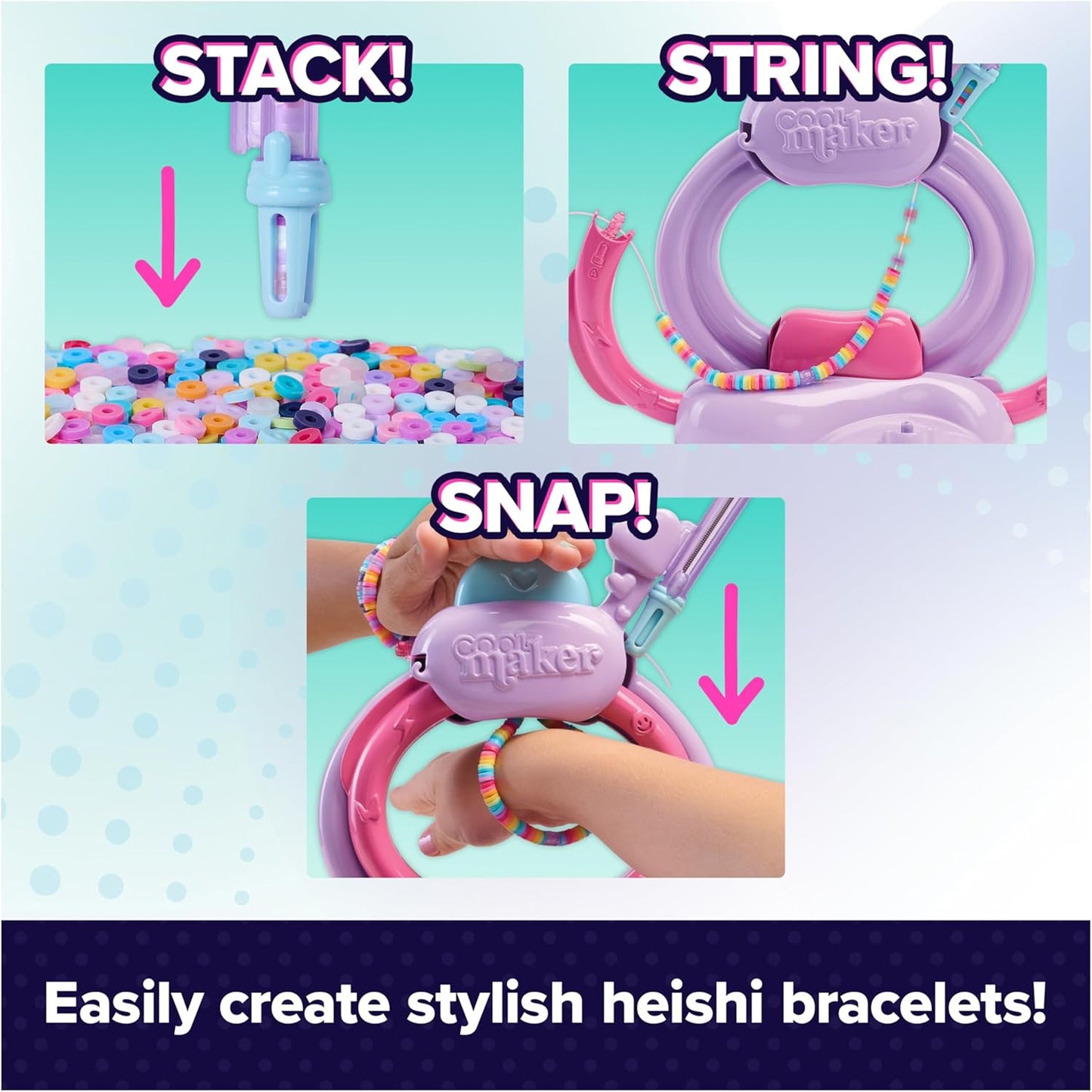 Cool Maker Stack'd Heishi Studio Bracelet Making Kit – 1200+ Beads, Ages 7+