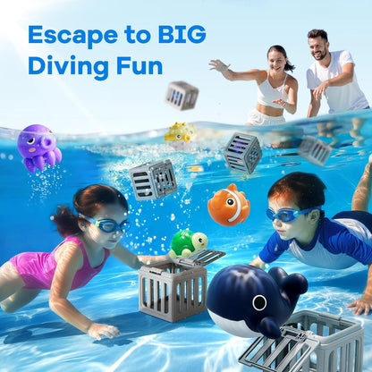 Kids Pool Diving Toy Set – Water Swim Dive Game with Fish Cages & Animals
