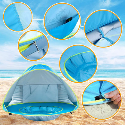 Monobeach Baby Beach Tent – Pop Up Portable UV Sun Shade with Pool