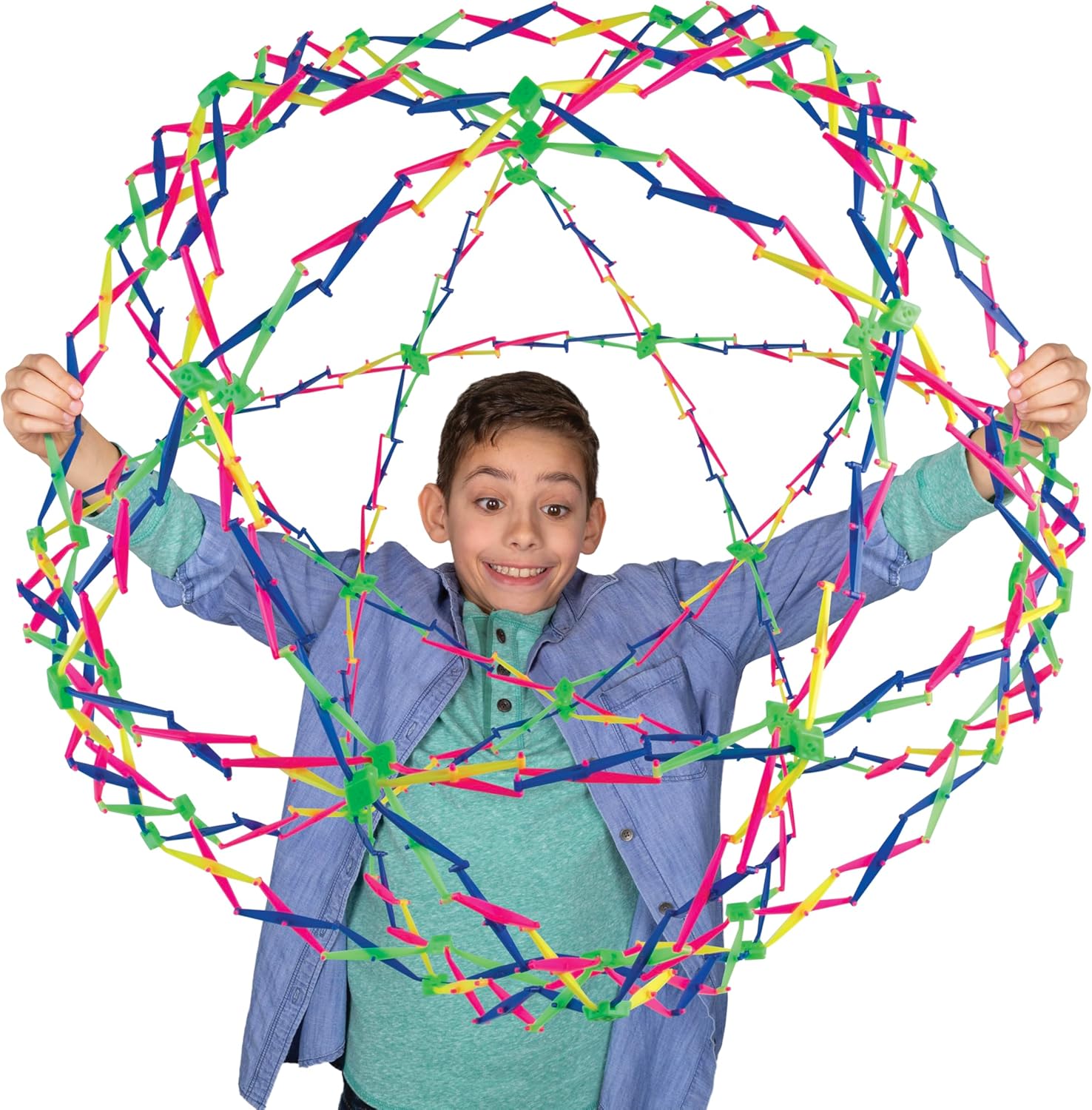 Rainbow Hoberman Sphere Extreme expandable ball shown expanded to full size