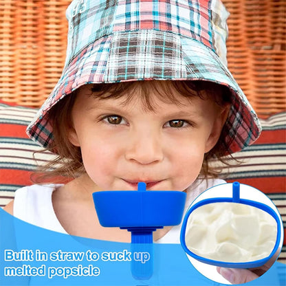 Silicone Popsicle Holders Set of 2 – No-Drip Ice Pop Sleeves with Straw