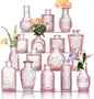 Glass Bud Vases Set of 16 – Small Clear Vintage Vases for Wedding Decor