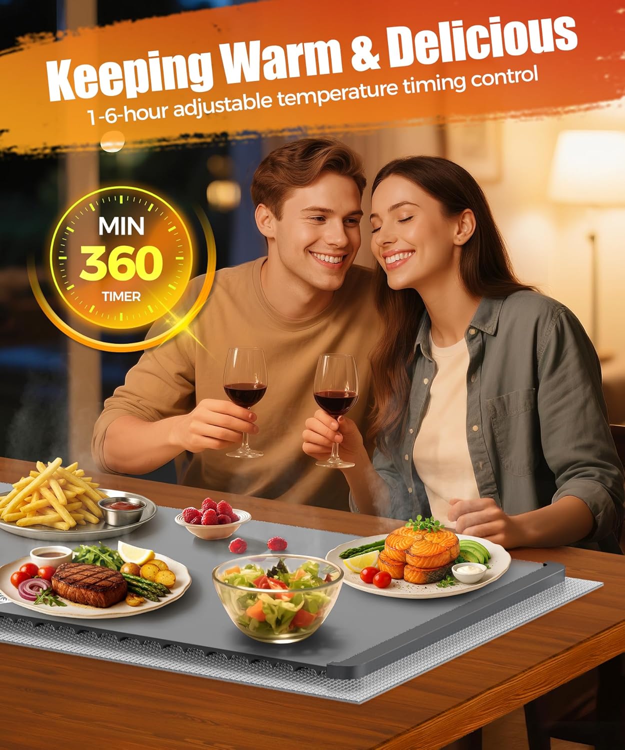 Electric Food Warming Mat – Warming Tray with Temperature Control & Timer