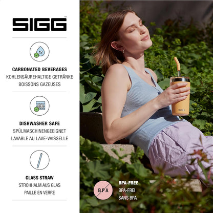 SIGG Helia Insulated Travel Mug – Stainless Steel Tumbler with Glass Straw