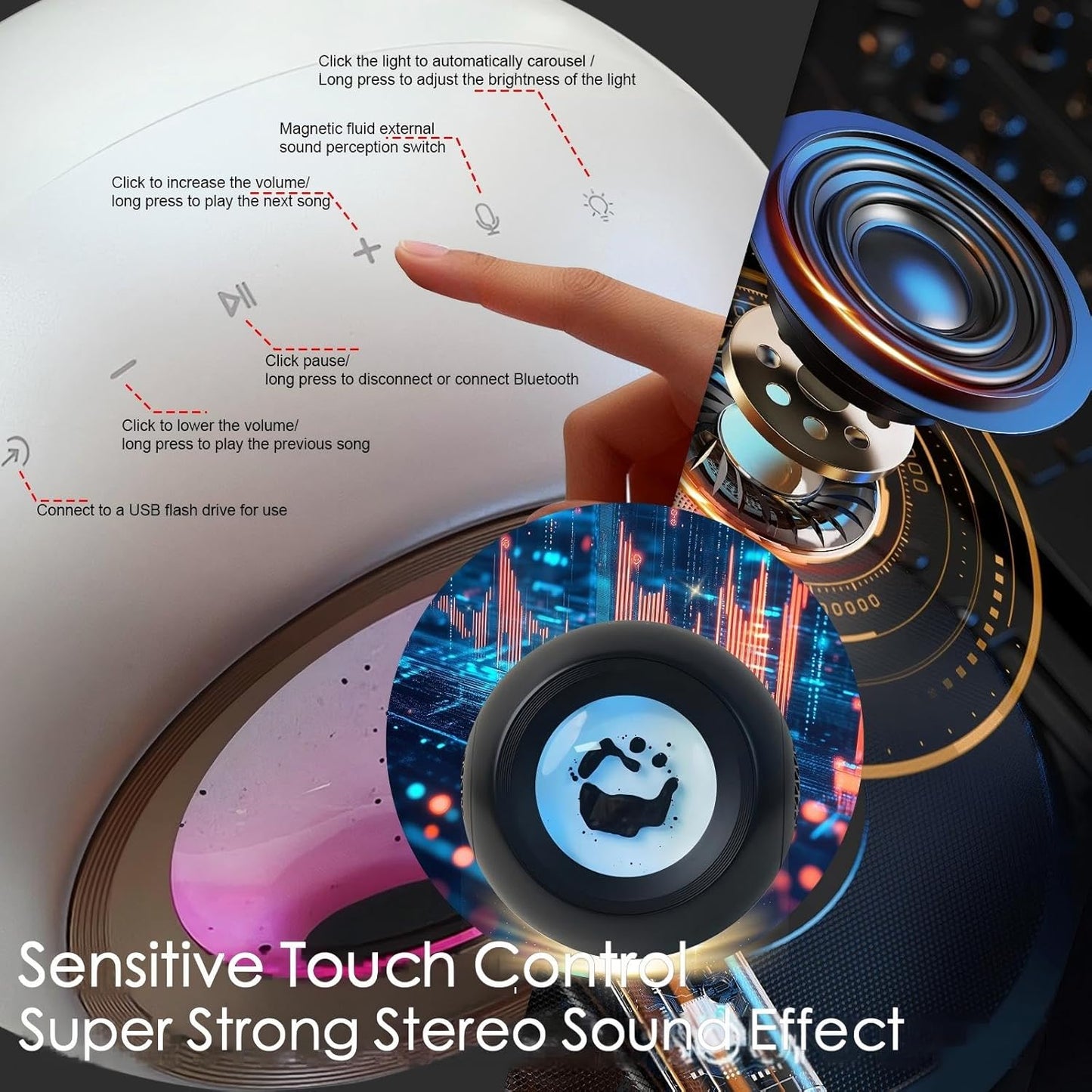 Dancing Ferrofluid Bluetooth Speaker - 30W Magnetic Fluid Audio Visualizer with RGB Light, Desk Toy