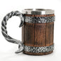 Norse Tradesman stainless steel 20 oz beer tankard with imitation wood and iron tavern look