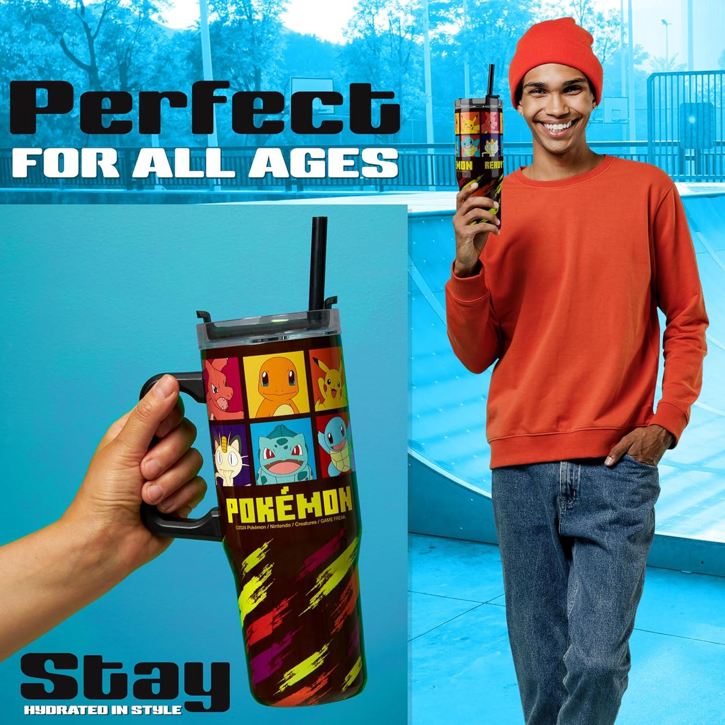 Pokémon Pikachu 33oz Insulated Tumbler with Handle & Straw