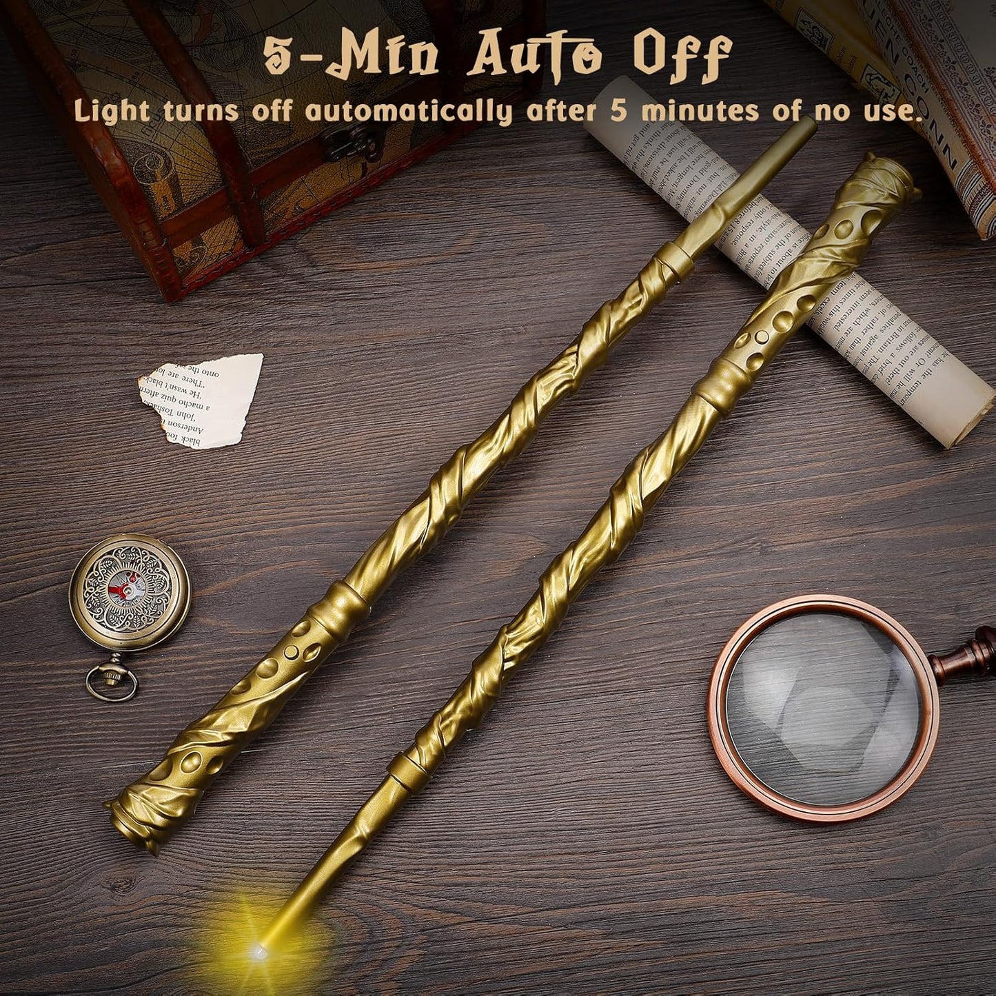 KingVows Light Up Magic Wand with Sound, 2 Pack - Golden