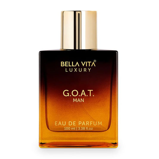 Bella Vita Luxury G.O.A.T. Eau de Parfum 100ml spray bottle, long lasting woody fragrance for men