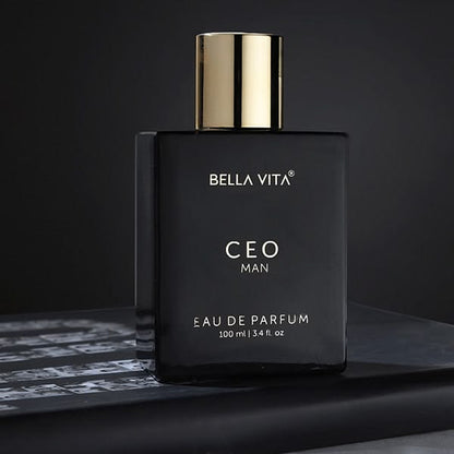 Bella Vita Luxury CEO Man Eau de Parfum 100ml spray bottle, long lasting woody fragrance for men