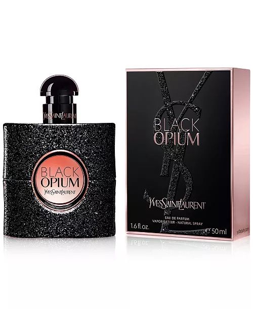 YSL Black Opium Glowing Eau de Toilette 3 oz spray bottle, long lasting warm vanilla coffee fragrance for women